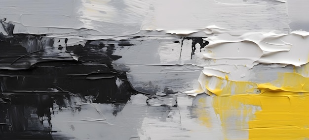Moderne Ölmalerei Kunst weiß grau schwarz und gelb elegantes Anthrazit-Panorama-Leinwand