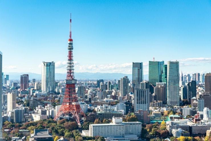 Foto moderne luftaufnahme des stadtbildes von tokio