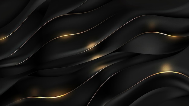 moderne luxuriöse schwarze Hintergrundwelle goldene Linien