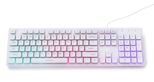 Moderne mechanische RGB-Tastatur isoliert auf weiß