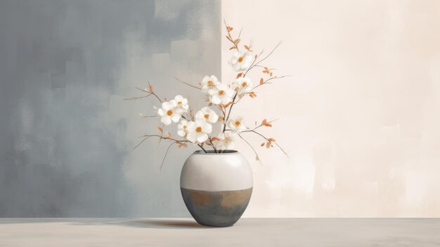 Moderne minimalistische Blumentopf-Vase-Malerei