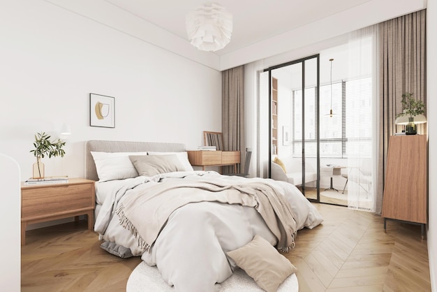Moderne minimalistische Schlafzimmer-Interieur