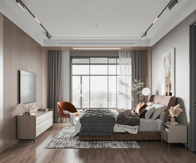 Moderne minimalistische Schlafzimmer-Interieur