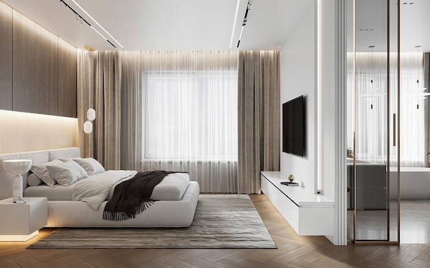 Moderne minimalistische Schlafzimmergestaltung