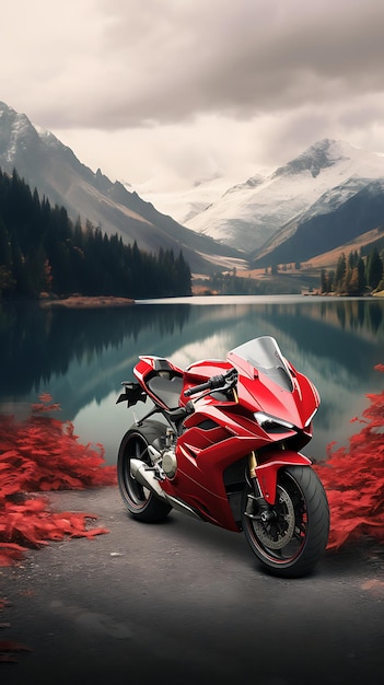 Foto moderne motorrad-mobile-wallpapier-biker-landschaft