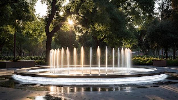 Foto moderne parkharmonie detaillierte szene mit brunnen