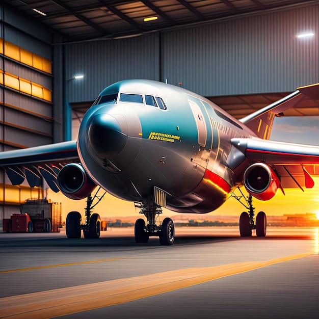 Moderne Passagierflugzeuge im Hangar