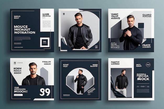Moderne Produktförderung elegant aktiv und maskulin mutig Instagram Social Media Post Vorlage Set Mockup