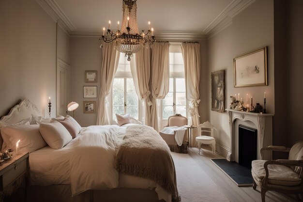 Foto moderne schlafzimmereinrichtung mit leerer schwarzer wand, 3d-rendering-bild. es gibt minimalistische generative ki