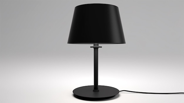 Foto moderne schreibtischlampe im skandinavischen stil in schwarz, isoliert auf weiß. vorderansicht, minimalistisches innendekor