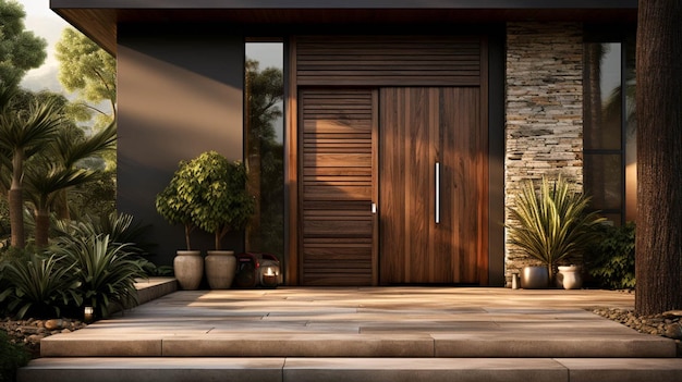 Moderne, sichere Holztür für Gebäude