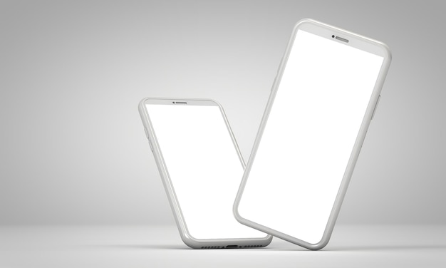 Moderne Smartphone-Leerbildschirmvorlage abstraktes weißes, trendiges, modisches Mockup 3D-Rendering