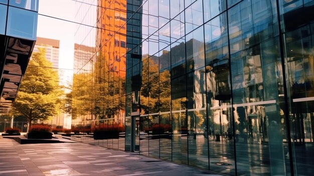 Foto moderne spiegelungen in glasgebäuden