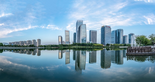 Moderne städtische Architekturlandschaft in Zibo, China