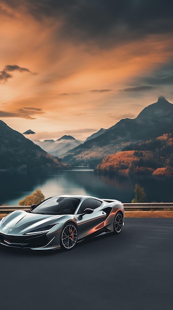 moderne Super-Auto-Geschwindigkeits-Wallpaper mobile Landschaft