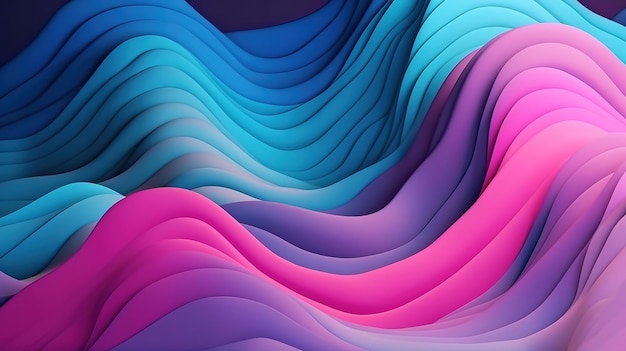 Moderne Tapete mit rosa blau violett blau Wellenfalten Generative Ai