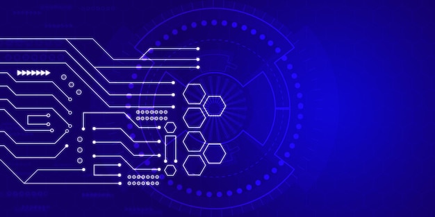 moderne Technologie zukünftige Hintergrundillustration geometrische Form und Plattenkreis dunkelblau bg
