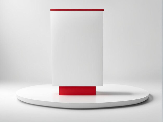 Moderne trendige rot-weiße Anzeige auf leerem Raum Weißer Hintergrund für die Produktwerbung 3D Ill