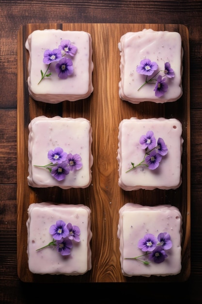 moderne Trends in der Konditorei essbare Blumen PansyTopped Coconut Dessert Squares