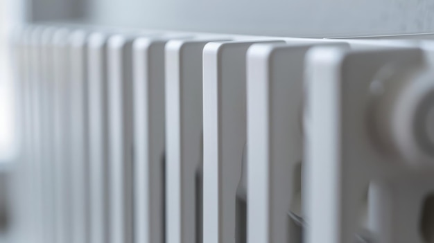 Moderne weiße Radiator-CloseUp mit weichem Fokus-Hintergrund