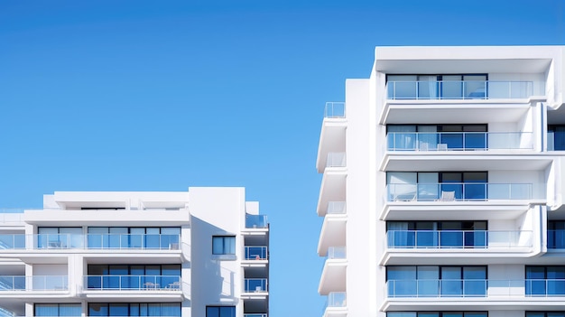 Moderne Wohngebäude vor einem klaren blauen Himmel