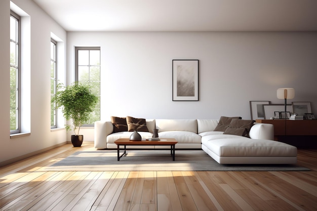 Moderne Wohnungseinrichtung im Wohn- oder Schlafzimmerdesign mit Arbeitstisch Luxushaus im skandinavischen Stil