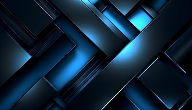 Moderner abstrakter Hintergrund in Schwarz und Blau mit minimalistischem Design. Generative KI