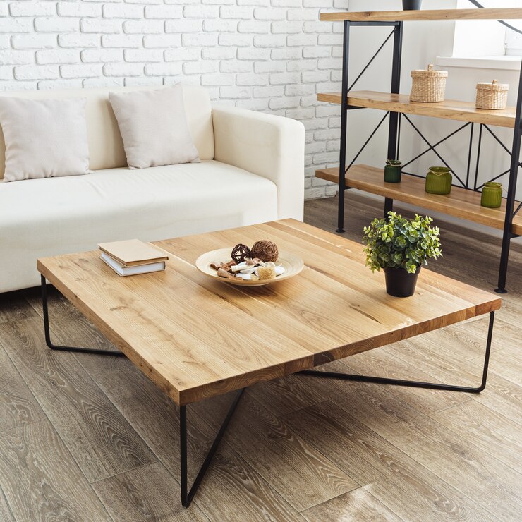 Foto moderner holztisch im loft-interieur