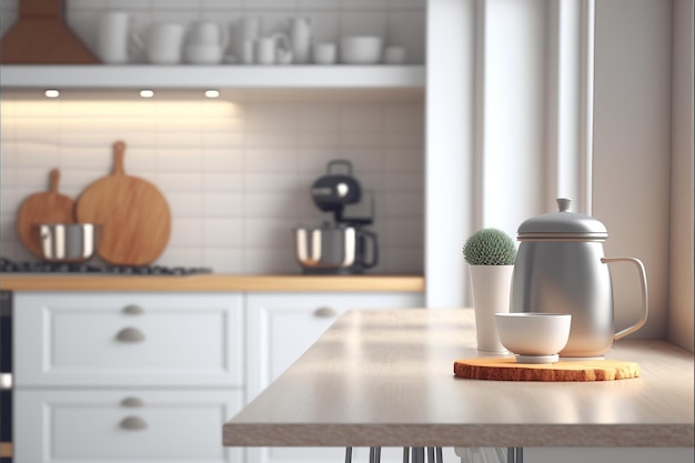 Moderner Küchenhintergrund Generative AI in Photoshop bearbeitet