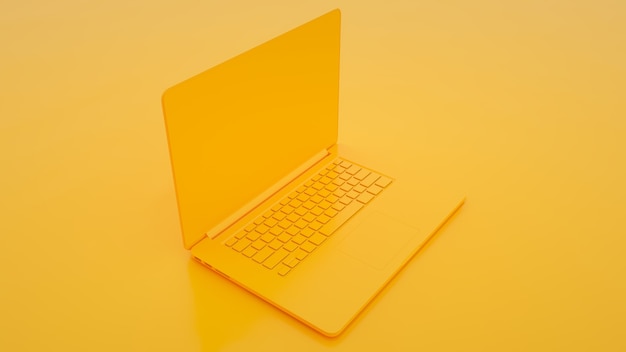 Moderner Laptop auf gelbem Hintergrund
