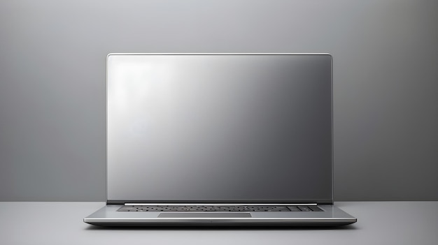 Foto moderner laptop mit sauberen linien, isoliert auf ruhigem hellgrau