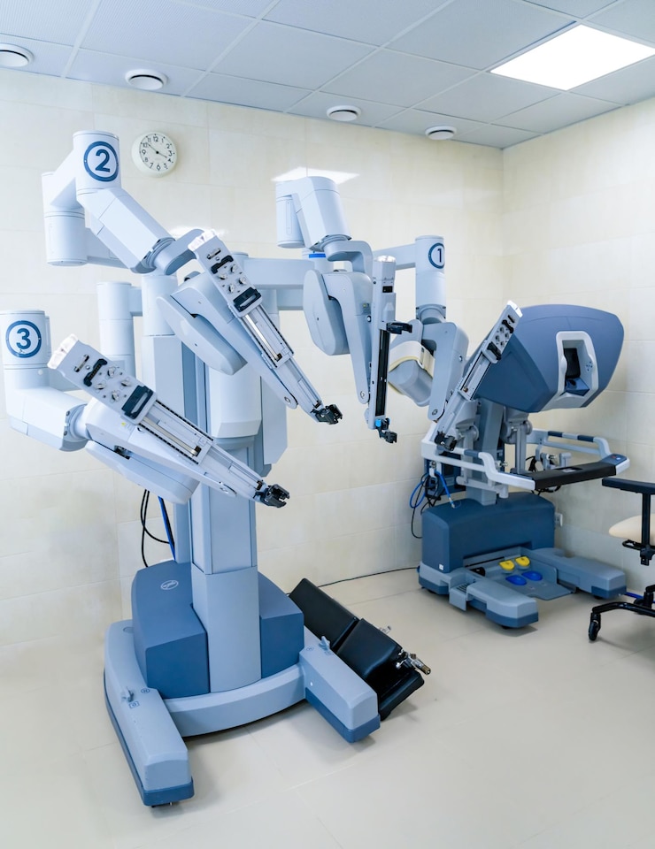 Foto moderner roboter für chirurgische eingriffe da-vinci-roboter in der krankenstation