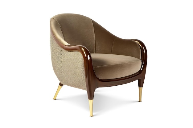 Moderner Stuhl aus der Mitte des Jahrhunderts mit geschwungenen Kurven, gepolstert mit luxuriösem Stoff