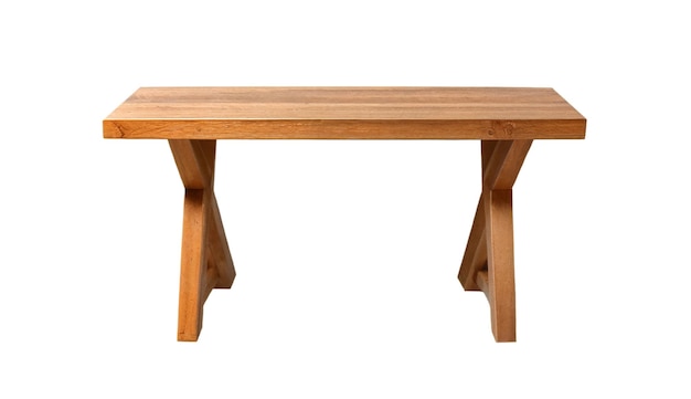 Moderner Tisch aus Holz auf weißem Hintergrund