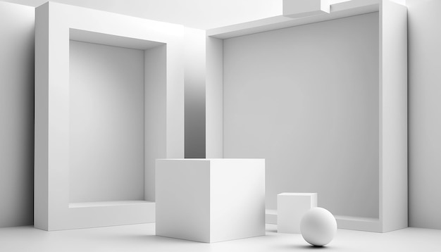 Moderner weißer Hintergrund 3D-Rendering Generative KI