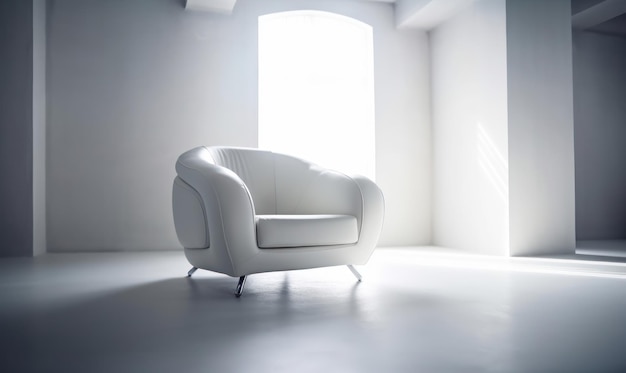 Foto moderner weißer ledersessel in einem leeren raum generative ki