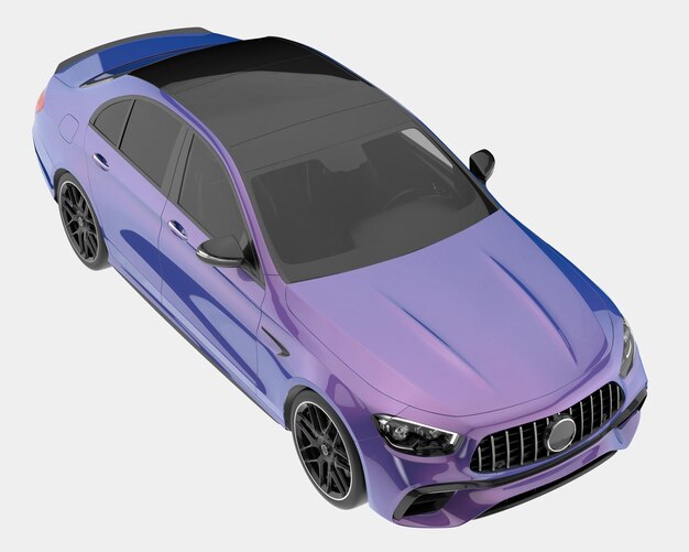 Modernes Auto isoliert auf Hintergrund 3D-Rendering-Illustration