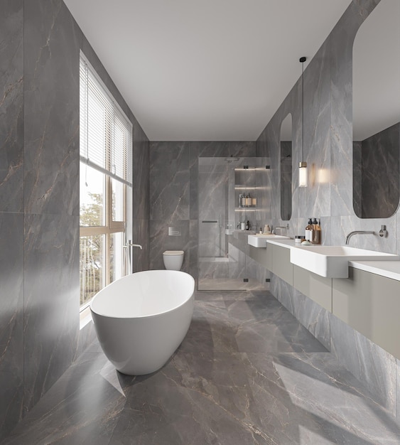 Modernes Badezimmer aus grauem Marmor