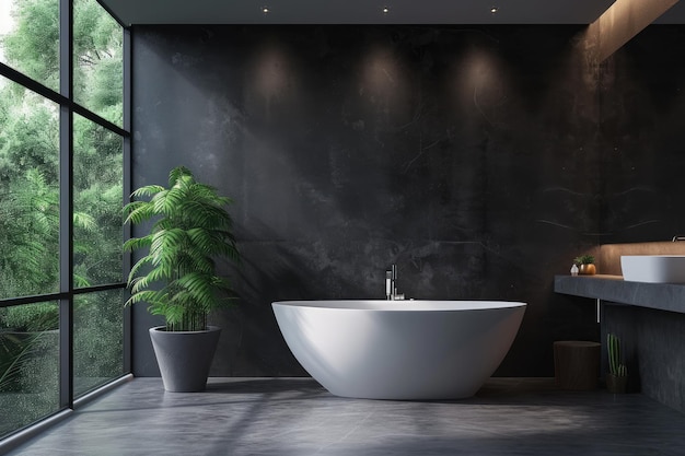 Modernes Badezimmer-Interior-Design Badezimmer mit leeren dunkelgrauen Wänden