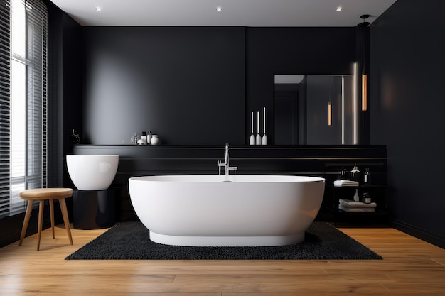 Modernes Badezimmerinterieur mit leeren Wandbadparkett