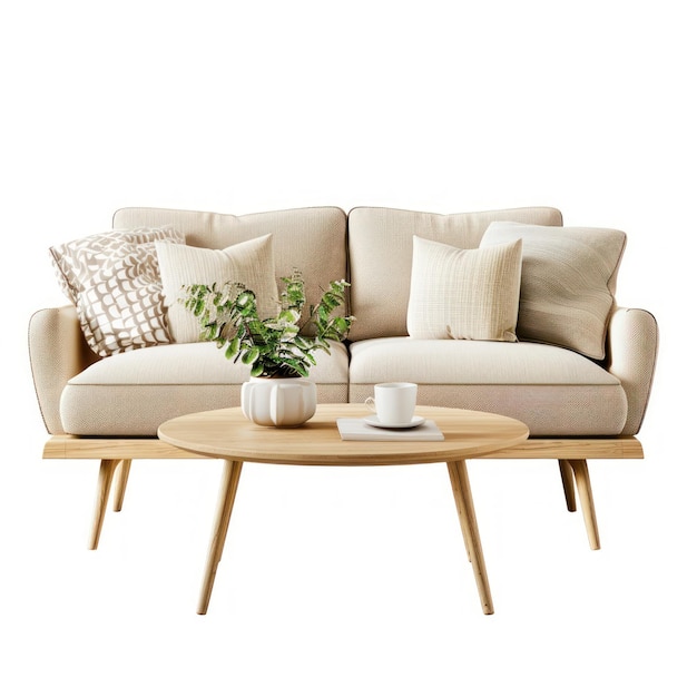 Modernes beige Sofa mit Dekor