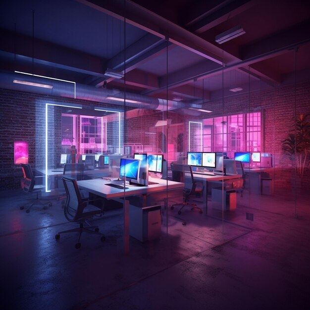 Modernes Büro hyperrealistisches Design und Kreativität