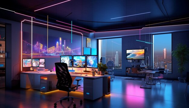 Modernes Büro hyperrealistisches Design und Kreativität