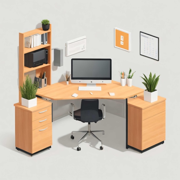 Modernes Büro-Schreibtisch-Flat-Design