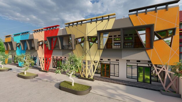 Modernes Bürogebäude 3D-Rendering