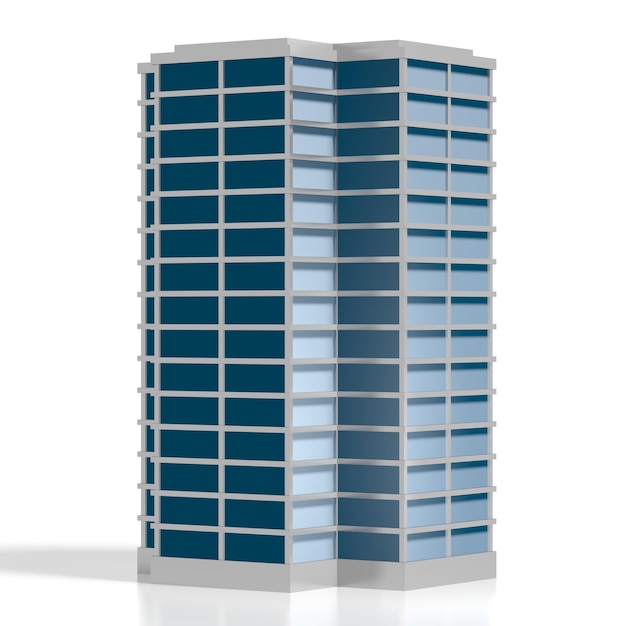 Modernes Bürogebäude auf weißem Hintergrund 3D-Darstellung