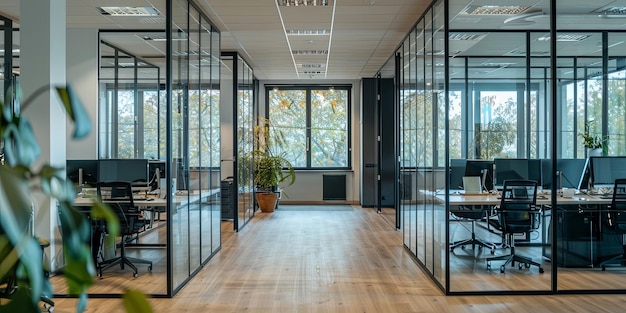 Modernes Bürointerieur mit stilvollem Panoramablick