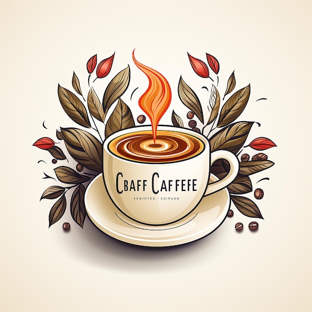 Modernes Café-Logo mit einem schlichten weißen Hintergrund im Retro-Touch, kein anderes Bild