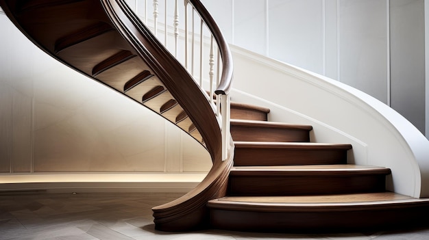 Modernes Design einer Wendeltreppe aus Holz in London