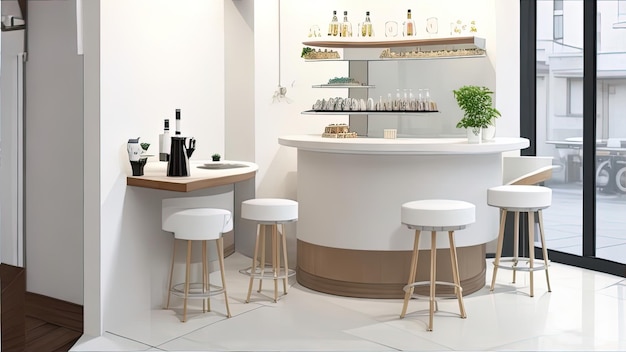 modernes Design im koreanischen Stil, Café, Bar, Tisch, Hocker und Café